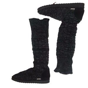 Mukwks Women's Knitted Gray Winter Tall Jamie Boots 22” Size 10 pre ovned